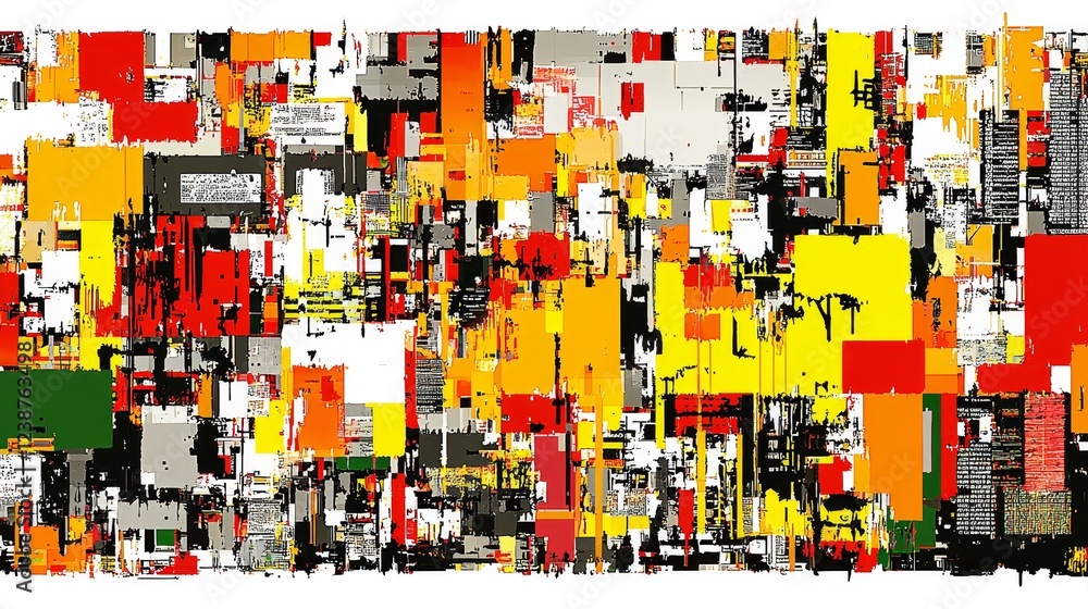Poster abstract digital tapestry of data patterns in vibrant colors and textures