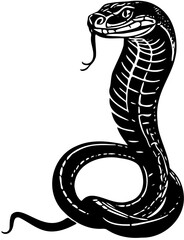 illustration of a snake, black and white silhouette