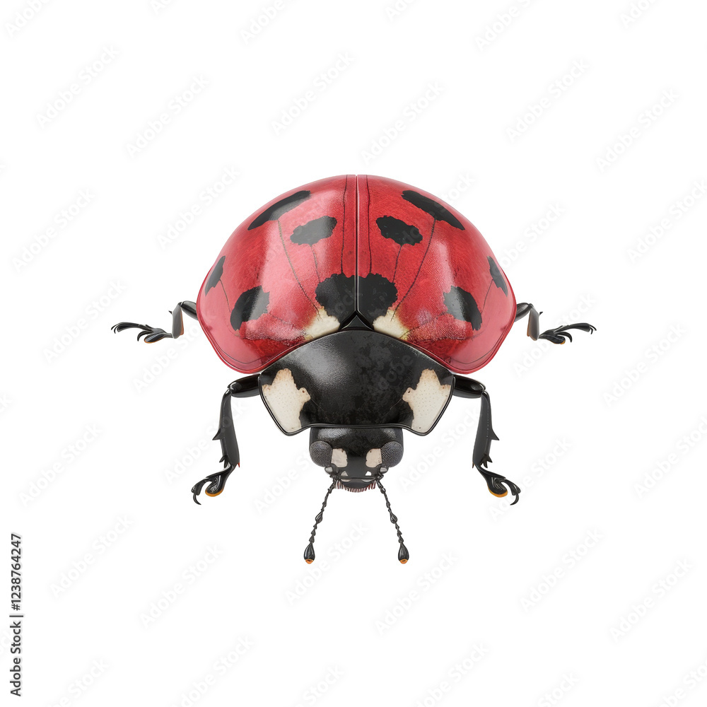Poster close-up of a ladybug with red and black spot patterns on its shell