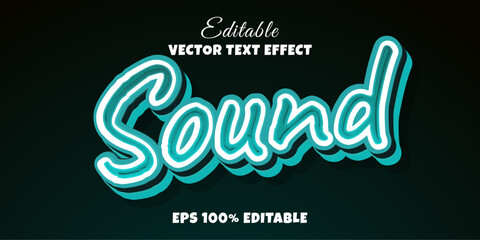 Sound blue text effect editable podcast and music text style