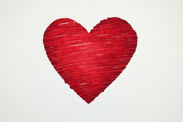 A vibrant red heart shape, symbolizing love, passion, and emotion in a simple artistic representation.