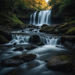 Obraz premium Take a long-exposure shot of a waterfall.