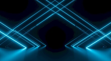 Abstract Neon Blue Lines Futuristic Glowing Stripes Background