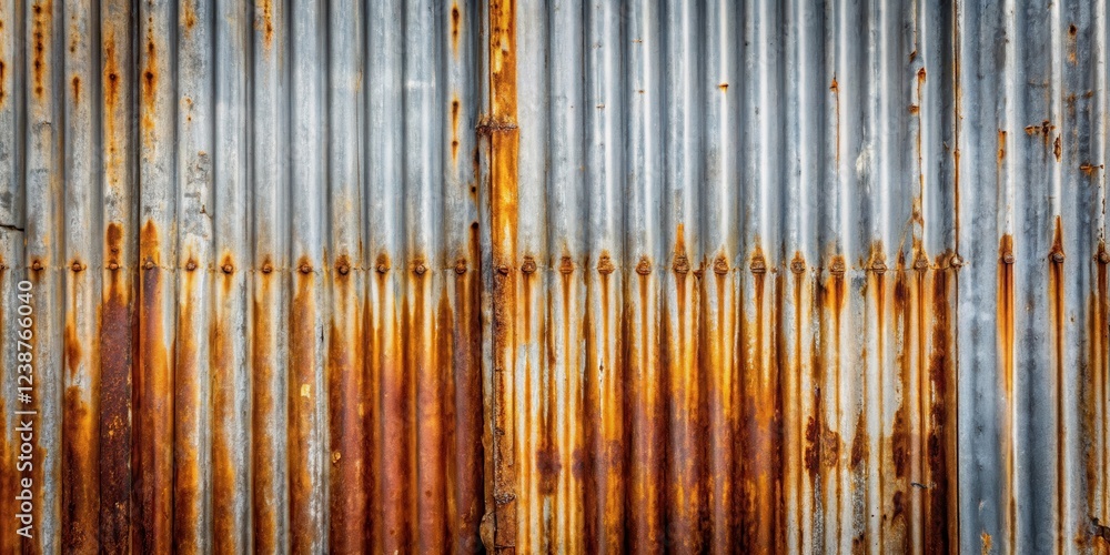 Aufkleber rustic corrugated metal sheet with extensive rust and oxidation showing age and wear