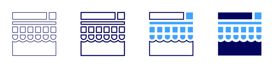 Online shopping notifications icon in 4 different styles. Thin Line, Line, Bold, and Bold Line. Duotone style. Editable stroke