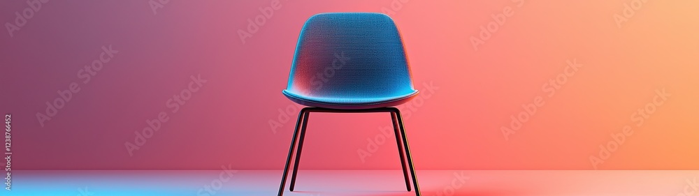 Poster modern minimalist chair with soft glow in gradient background design for contemporary spaces comfort
