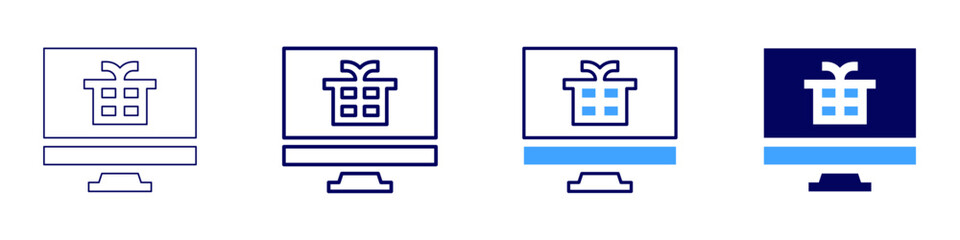 Online shopping protection icon in 4 different styles. Thin Line, Line, Bold, and Bold Line. Duotone style. Editable stroke