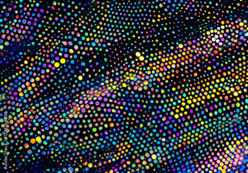 Poster abstract colorful dots pattern: a vibrant iridescent design