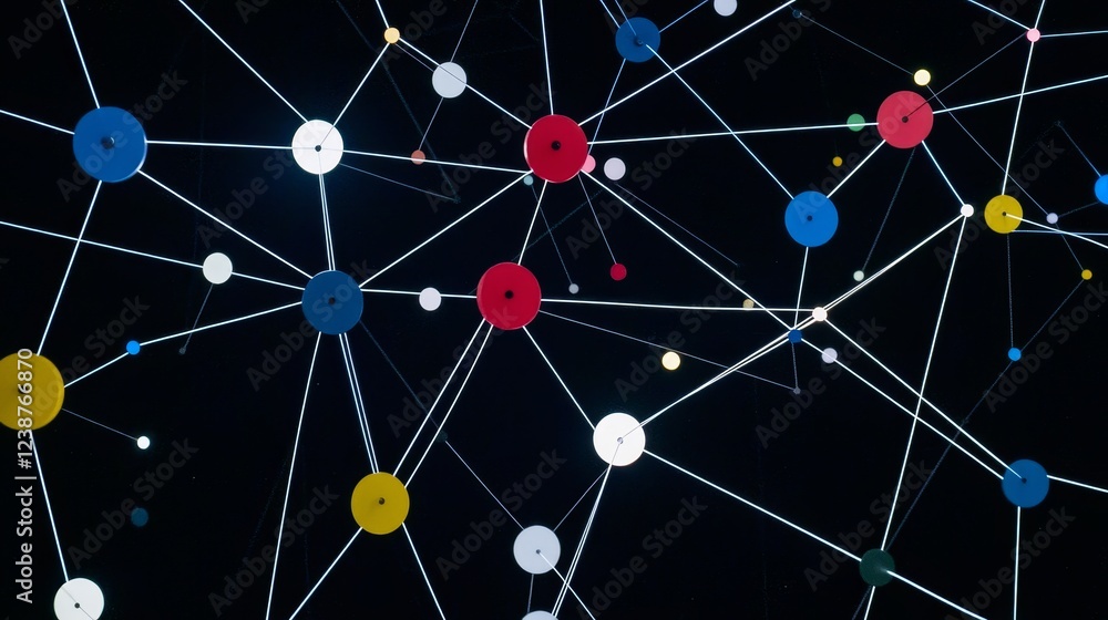 Poster colorful abstract representation of data in a network structure