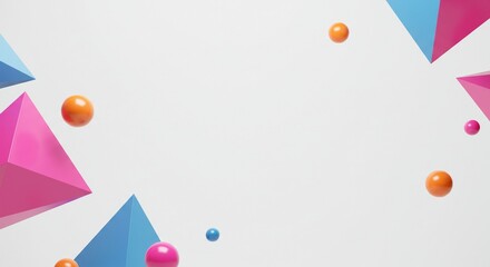 Abstract 3D Geometric Shapes Colorful Spheres Minimalist Background Design