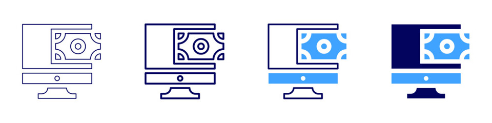 Price alerts icon in 4 different styles. Thin Line, Line, Bold, and Bold Line. Duotone style. Editable stroke