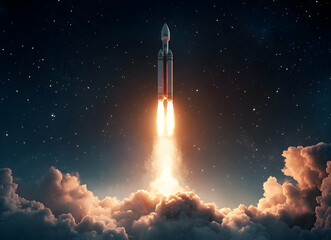 Rocket Launch into the Starry Night