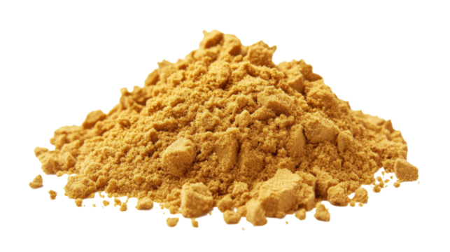 Ground ginger forming a small mound on transparent background