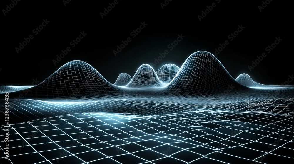 Poster data waves rippling across a scientific canvas of abstract visualization