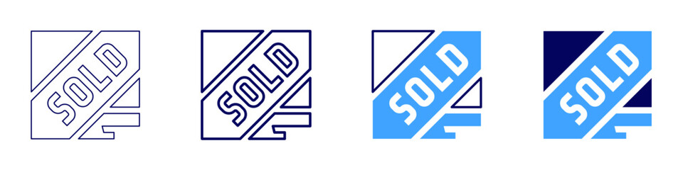 Sold out icon in 4 different styles. Thin Line, Line, Bold, and Bold Line. Duotone style. Editable stroke