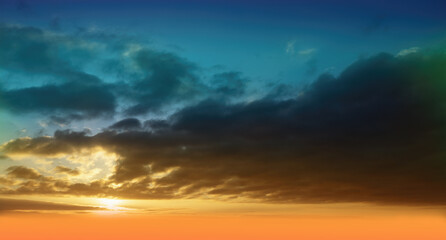 Sky Overlay. Beautiful bright sky with fluffy clouds. Nature sky with transparent background.