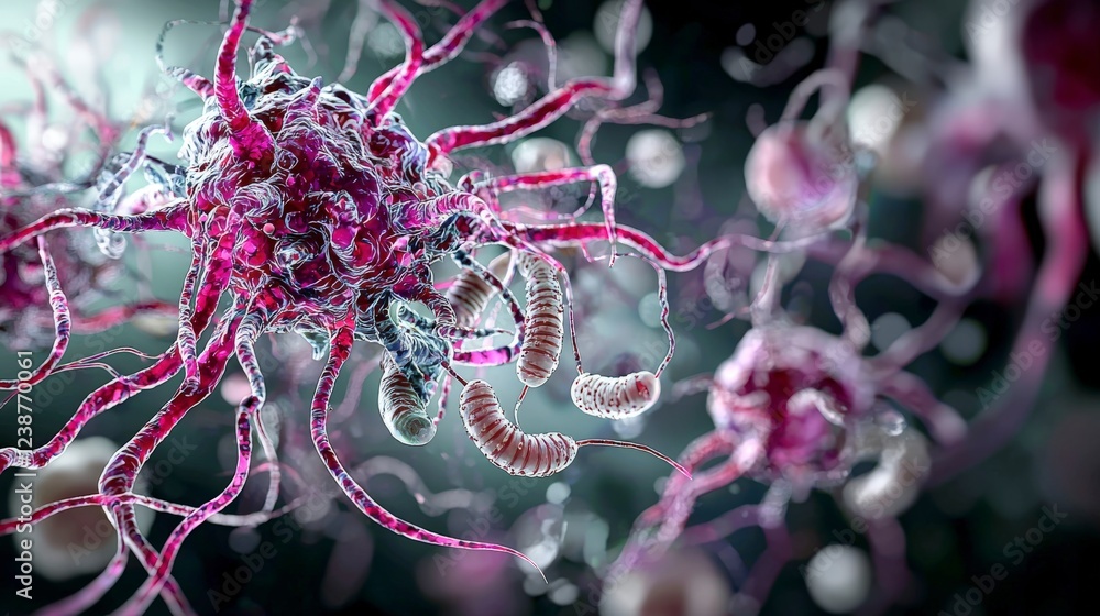 Poster exploring giardia lamblia microscopic insights on infectious organisms in a lab environment