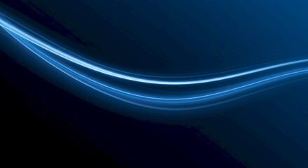 Abstract Blue Light Waves Dark Background Smooth Curves Energy Design