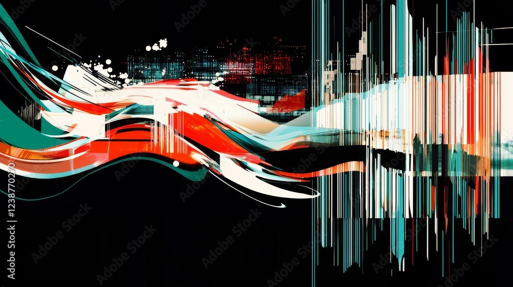 Poster ethereal data structures composed of interstellar elements in abstract design