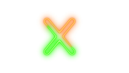 Neo x icon brown green color glowing with transparent background