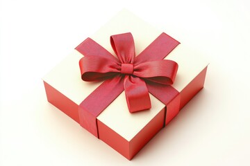 Obraz premium A festive red gift box with a bow, suitable for various occasions like birthdays, anniversaries and holidays.