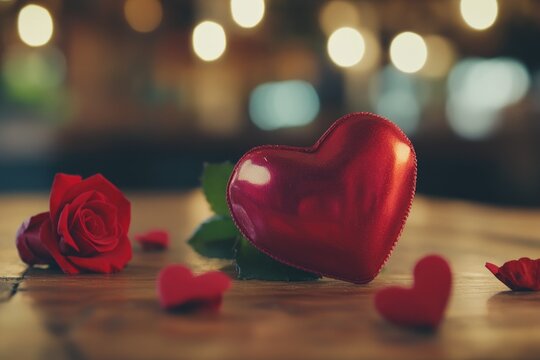 A romantic gesture on a rustic setting, great for love stories or Valentine's Day