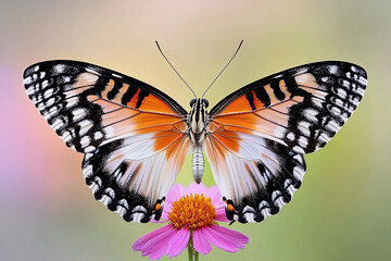 Fototapeta premium Colorful butterfly perched on vibrant flower