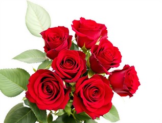 Obraz premium a striking arrangement of red roses set against a pristine white backdrop, highlighting beauty and romance