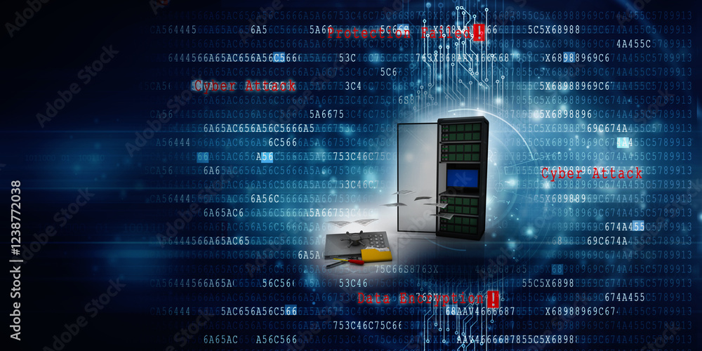 Aufkleber 3d illustration data center server data sharing folder