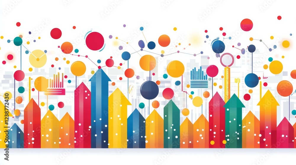 Poster graceful arcs of data illuminating themes in colorful visualizations