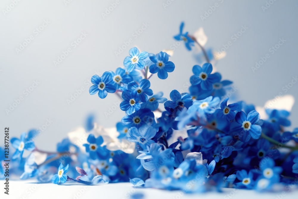 Aufkleber a bouquet of bright blue flowers sitting on a table, perfect for adding a pop of color to your desig