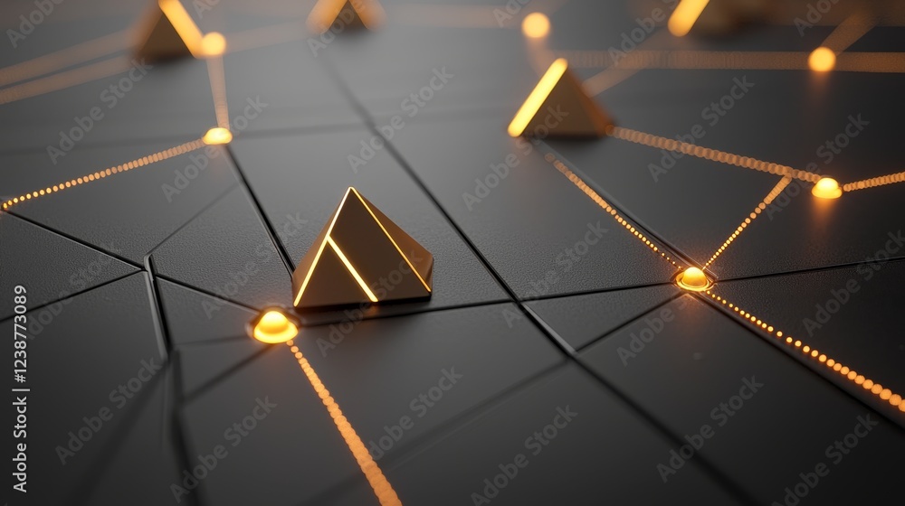 Poster interconnecting data webs with minimalist design and geometric elements