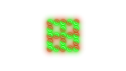 Neon border none icon green red color glowing with transparent background