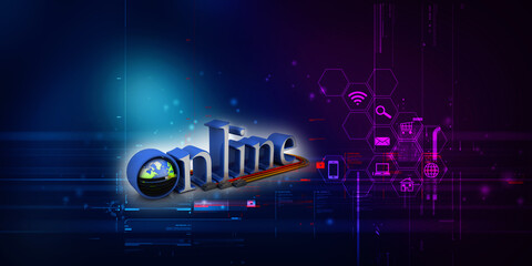 3d rendering Fiber optical cable detail with online work