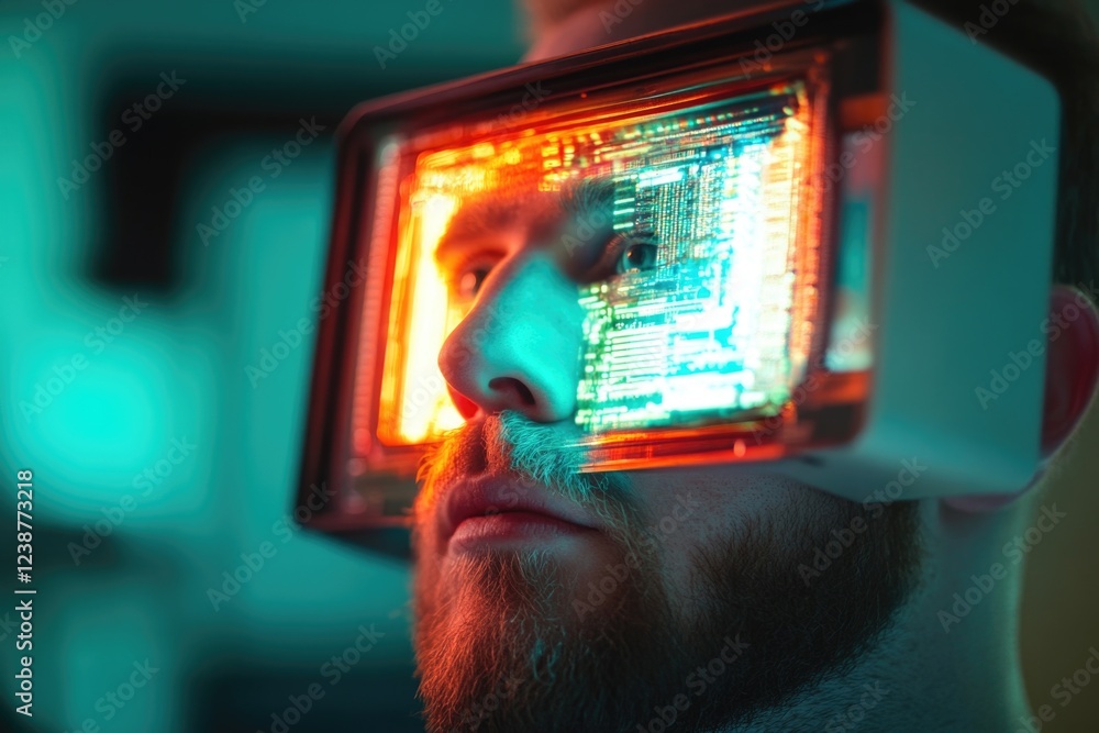 Fototapete a person examining a computer monitor, possibly working or browsing