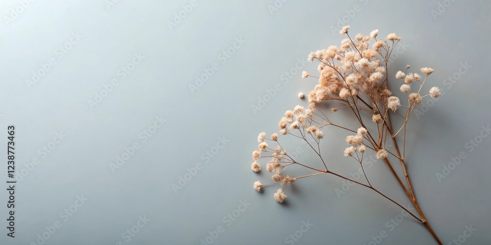 Poster dried flower arrangement on a soft gray background a simple, elegant botanical image