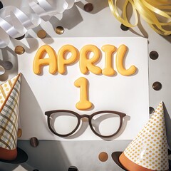 1st April Fools Day with a head clown, Be careful and avoid being fooled.