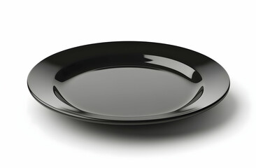 Elegant Black Dinner Plate on White Background
