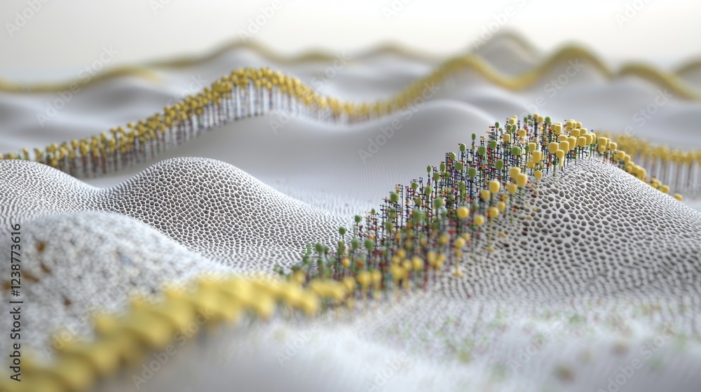 Aufkleber intricately woven layers of data representation in abstract landscape form