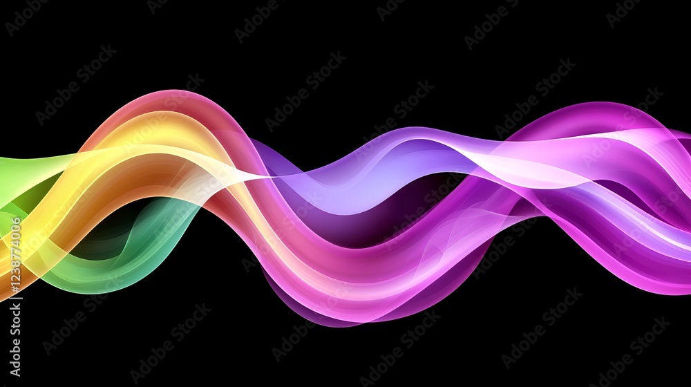 Poster vibrant luminescent waves representing data and innovations in motion