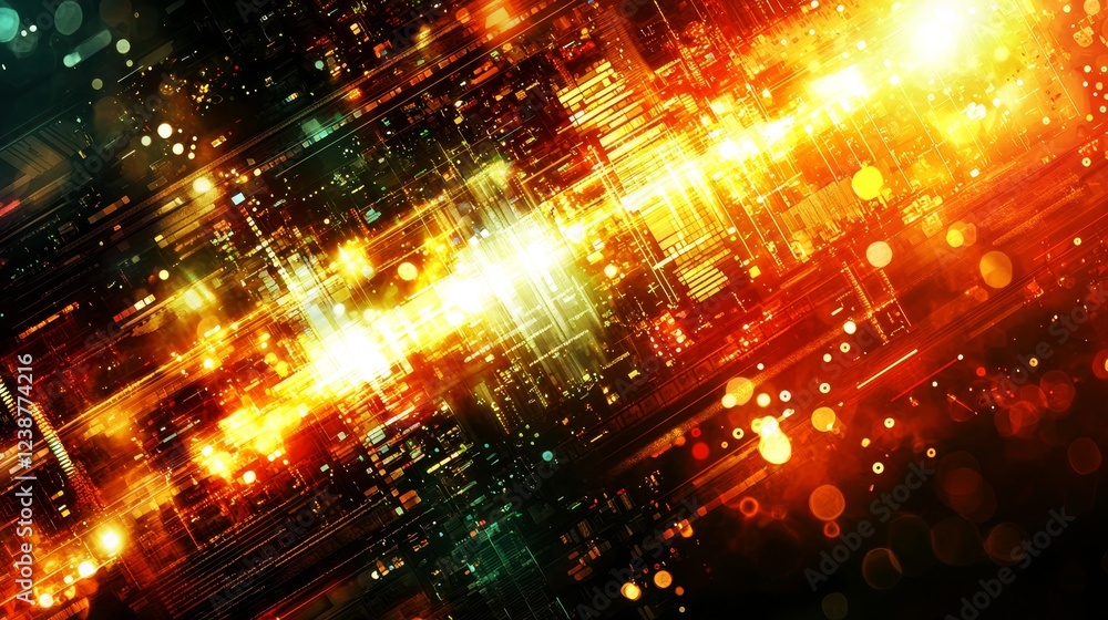 Aufkleber luminous digital ecosystem with vibrant lights and abstract patterns