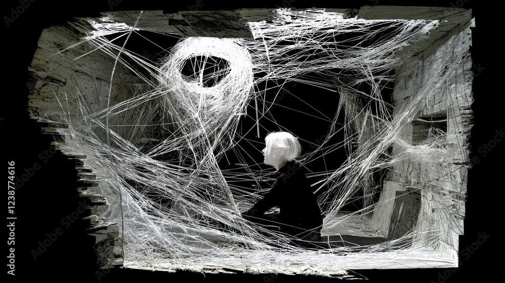 Poster luminous threads of data weaving through abstract digital connections