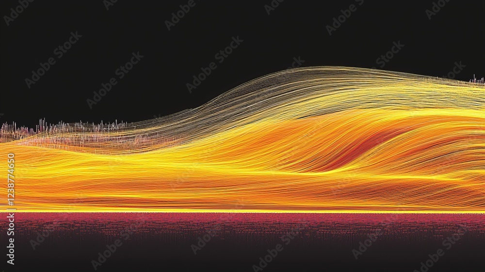 Poster luminous threads of data weaving through abstract digital landscape