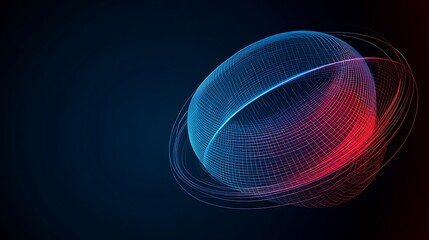 Abstract Red Blue Sphere Grid Lines Design