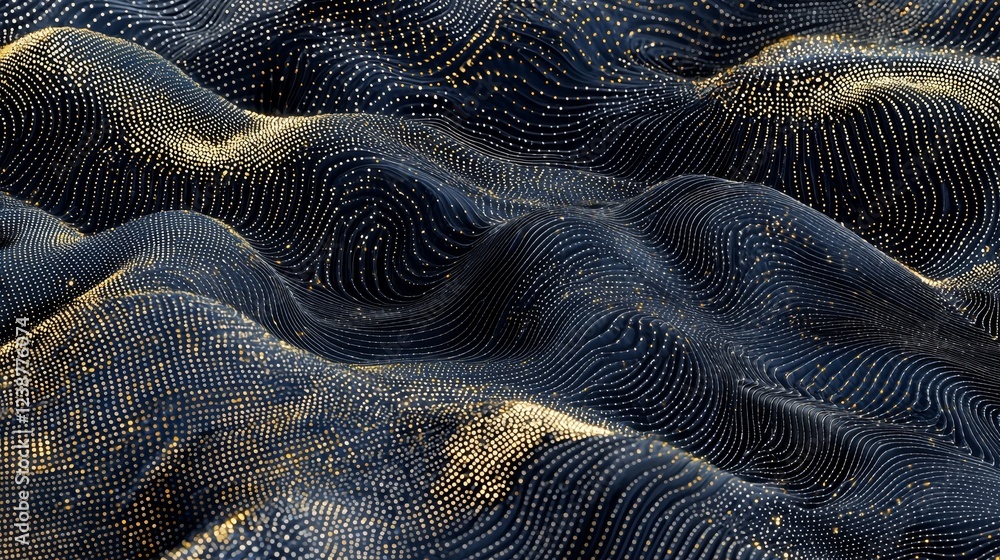 Poster organic data visualization of wavelengths blending in abstract form