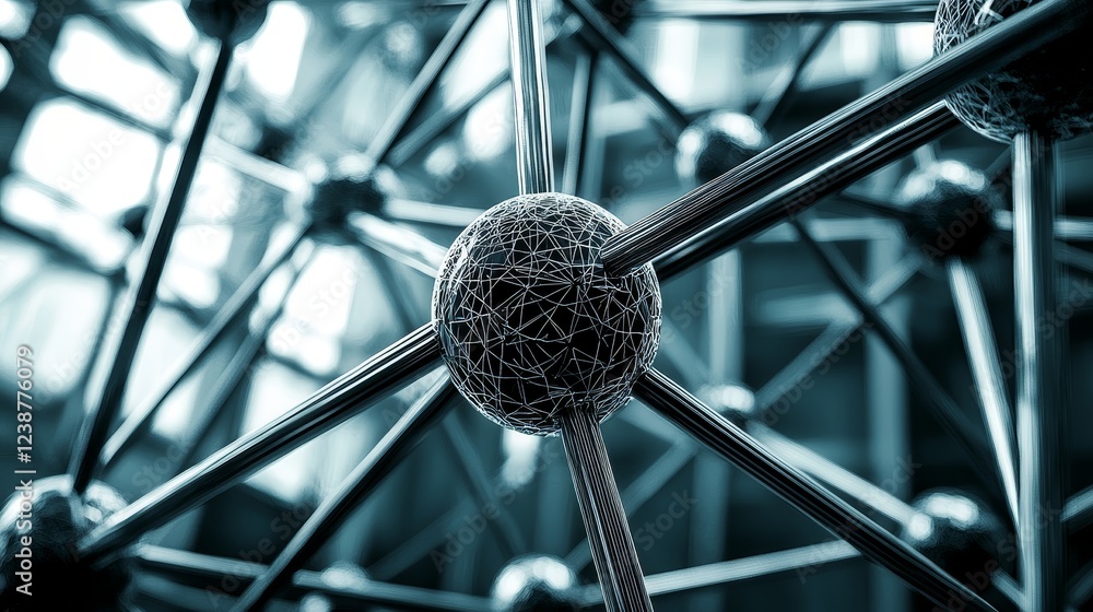 Aufkleber abstract organic shapes of data converging within scientific structures