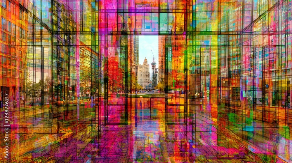Poster prismatic data pathways leading to groundbreaking visual representations
