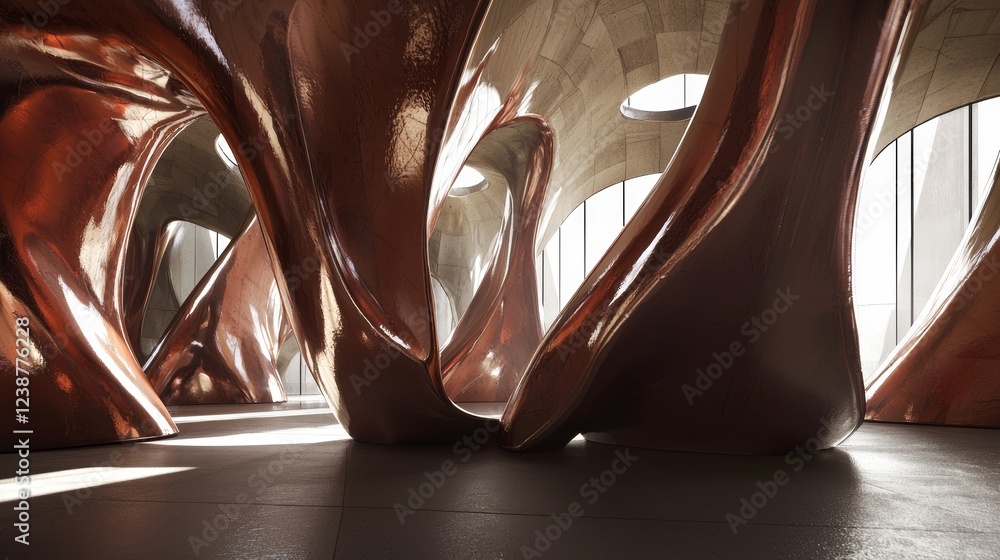 Poster abstract prismatic pathways in a modern architectural space