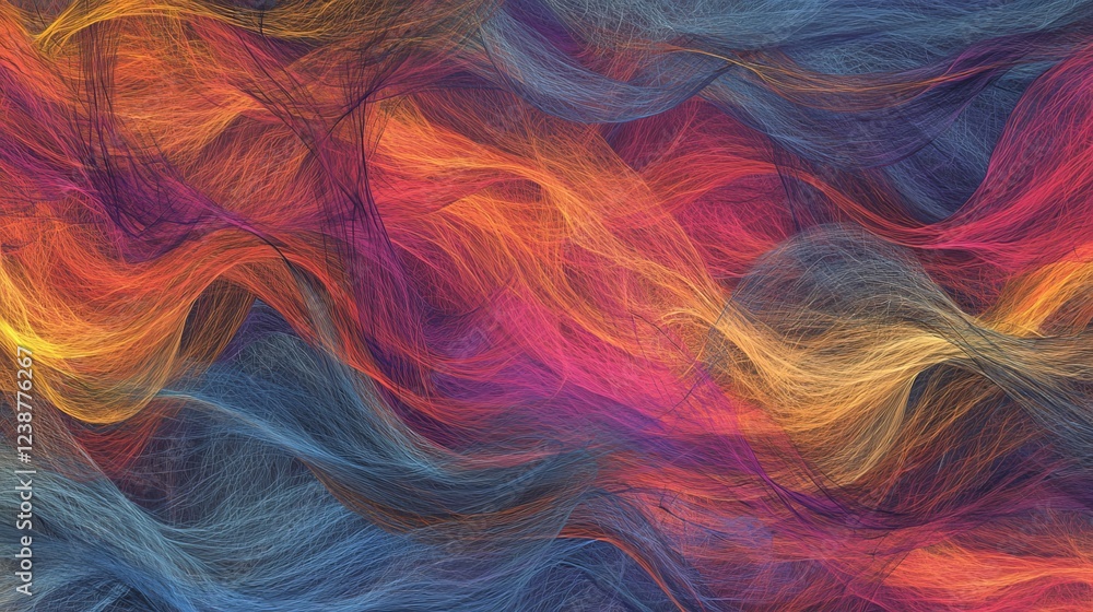 Poster abstract pulsating network illustration with colorful digital waves