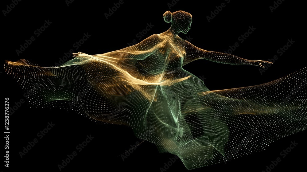 Aufkleber abstract pulsating digital networks in ethereal dance movement art